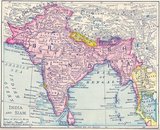 This map was produced at the height of British Imperial power and shows direct British rule extending all the way from Iran (Persia) to Thailand (Siam). Most of the contiguous Indian Ocean littoral, from South Africa to Singapore and Australia, was also under British administration or de facto control.<br/><br/>

It is relevant to note that the map shows Sikkim extending north into the present-day territory of China's Tibetan Autonomous Region. Similarly Darjeeling is shown in eastern Nepal, while Bhutan is elongated to the east and most of India's Arunachal Pradesh province is shown as part of the Qing Empire. In Kashmir, by contrast, the disputed Aksai Chin region, now under Chinese control, is shown as part of India.