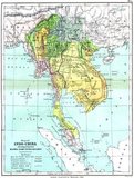 A detailed and remarkably accurate map of Burma, Siam, Vietnam, Cambodia and Malaya dating from 1886 and showing the rectangle of independent Burma around Mandalay - which was losing its independence to Great Britain in 1885-1886 when the map was published. The Burmese Shan States are shown as under Burmese influence (shortly to be replaced by that of Great Britain), while the (Siamese) 'Shan States' of the former Lan Na Kingdom at Chiang Mai (Zimme) and the Lao Kingdom of Luang Phrabang are shown as de facto tributaries of Siam. <br/><br/>

Within the Chiang Mai portion of the Shan States, Zimme (Chiang Mai) includes the territories of Lamphun (Labong), Lampang (Lagong) and Chiang Rai (K. Hai), but Fang and points north are shown as part of the Burmese Shan States. The 'Independent Tribes' region in Tonkin (Tonquin) corresponds to the former White Tai Princedom of Sipsongchuthai, absorbed by the French in 1882 and now a part of Vietnam. <br/><br/>

Further south, the former Lao kingdoms of Vien Chan (Vientiane) and Bassac (Champassak) are shown as directly administered Siamese posessions, as is all western and northern Cambodia including Angkor Wat and Battambang. To the south, Siamese possessions extend far into Malaysian Kelantan and Terengganu, and as far south as Kedah. <br/><br/>

The map - showing proposed and existing railways - indicated projected rail links between Bangkok and Simao in southern Yunnan via Raheng (Tak) and Jinghong (Kianghung); Between Tak (Rakheng) and Moulmein (Maulmain) linking to the existing British-built track in southern Burma; and north from Tongoo in Burma to Sadiya in Assam, linking Southeast Asia to India by rail. By 2012, more than 125 years after this map was drawn, few of these links had actually been constructed, though several - notably linking southern China with Thailand - are still being planned.